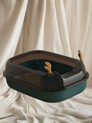 Cat litter box semi-enclosed new, green, easy to clean