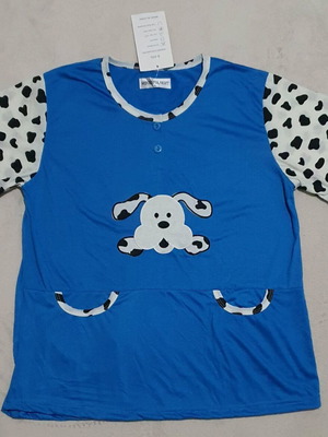 Women's pajama shirt new, size L, blue with dog design