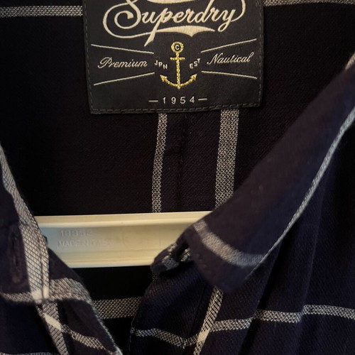 Superdry shirt, navy blue striped, size L