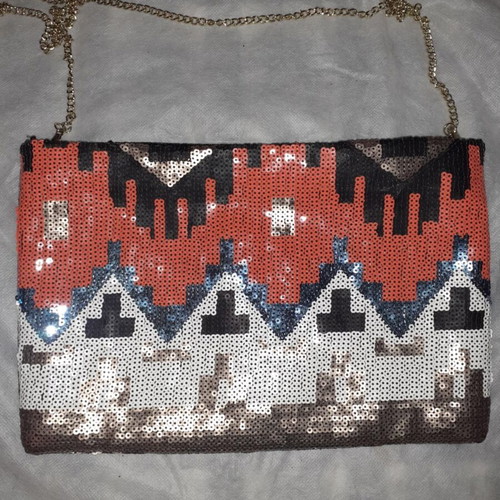 Oriflame bag like new, colorful with sequins and shoulder chain
