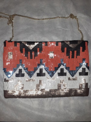 Oriflame bag like new, colorful with sequins and shoulder chain