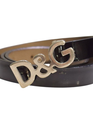 Ζώνη Dolce & Gabbana μαύρο λουστρίνι με χρυσό λογότυπο νούμερο 75 σαν καινούργιο