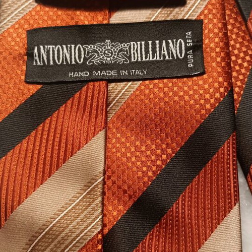 Antonio Billiano silk tie from Italy like new, multicolor orange