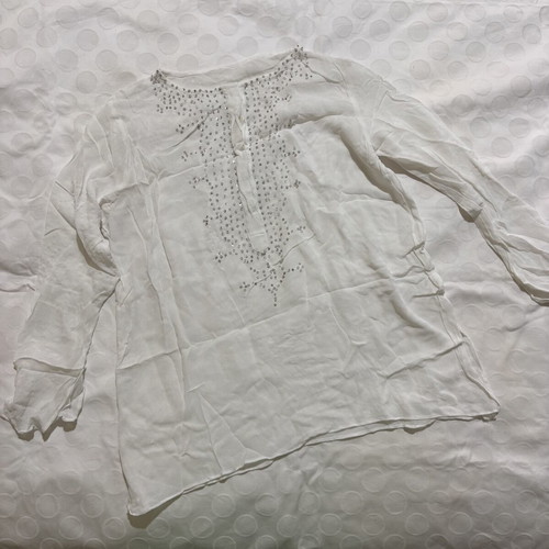 Vintage transparent blouse size S like new, white with beads
