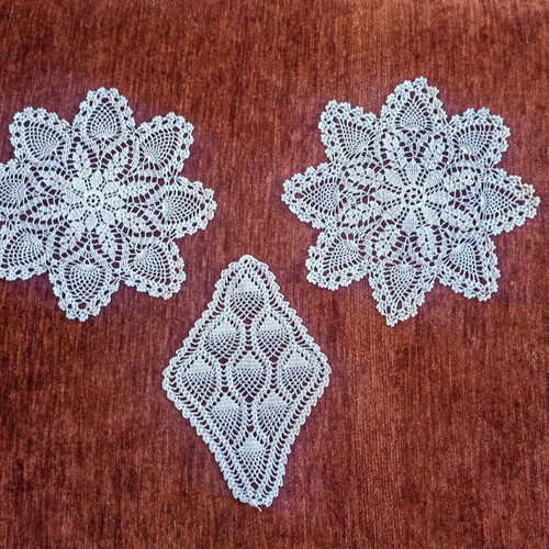 Crochet doilies used, white, set of 3