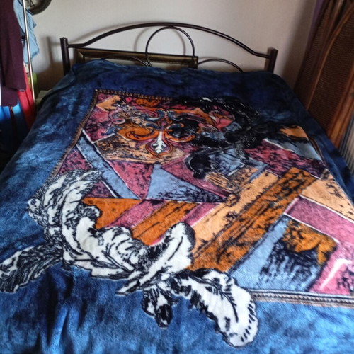Double velvet blanket used, 2.20x2.40 m