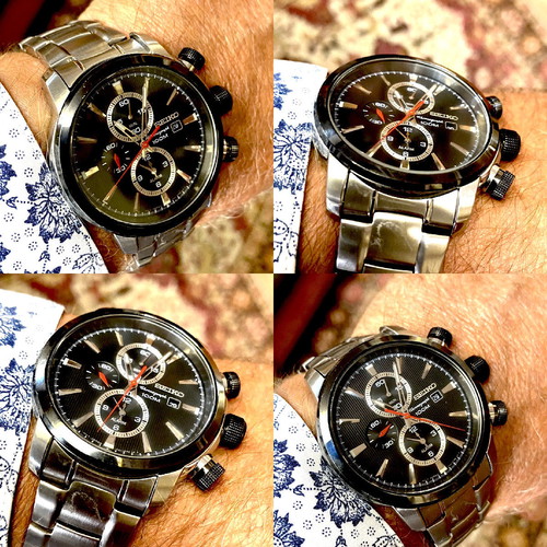 Seiko chronograph used quartz 44mm with alarm men's watch