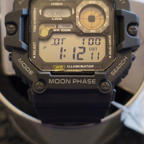 Casio WS-1700H watch with moon and tide phase, grey