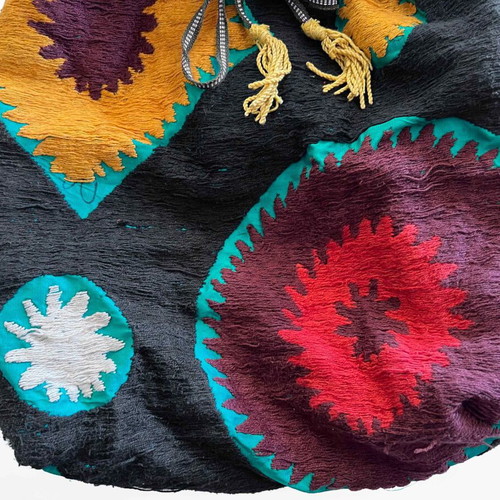 Backpack used, colorful fabric with embroidery from Uzbekistan