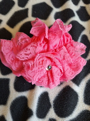 Fuchsia hat with lace like new for newborn baby