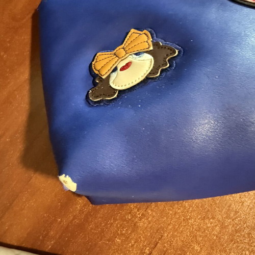 Love Moschino clutch bag used, synthetic leather, blue, 23x15 cm