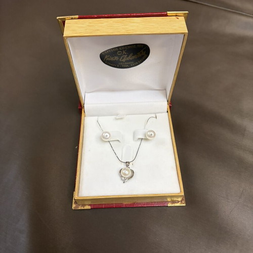Silver 925 Jewelry Set with Natural Pearls and Swarovski
