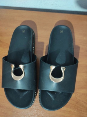 Luigi black slippers like new, size 38