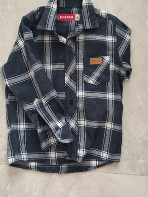 Energiers winter plaid shirt for boy size 3 like new, white and blue