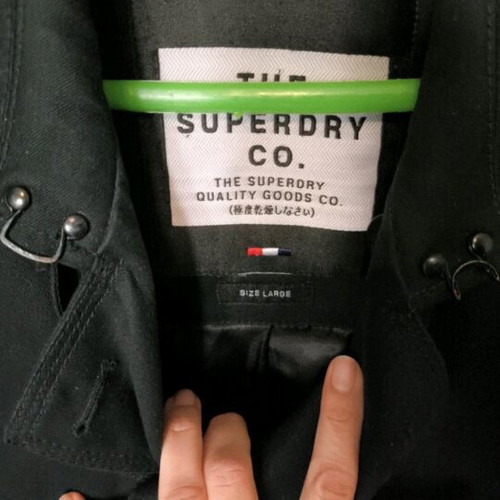 Superdry men's trench coat L like new, black cotton