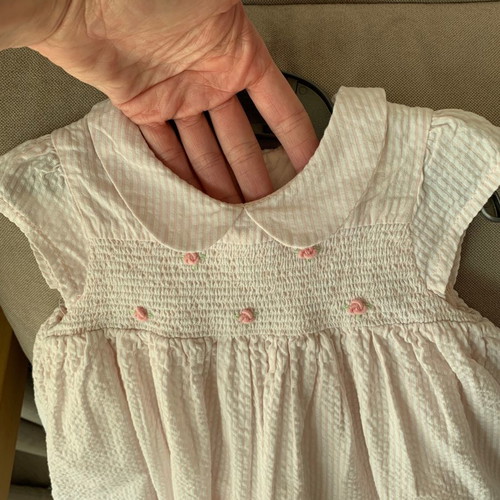 Βρεφικό φορεματάκι Mothercare 12-18 μηνών καινούργιο ροζ ριγέ με τριαντάφυλλα