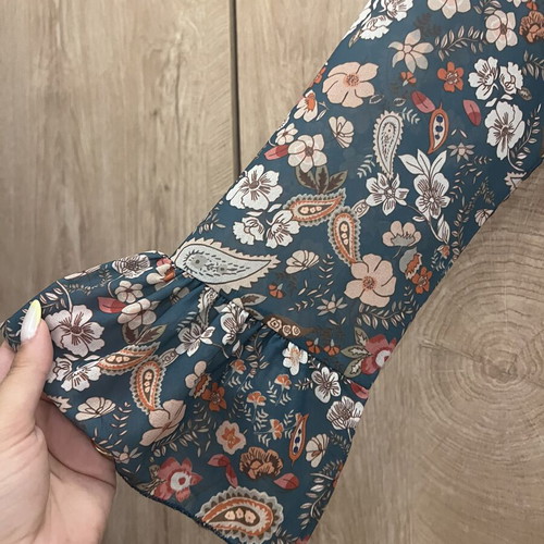 Floral Wrap Dress with Belt like new, petrol color