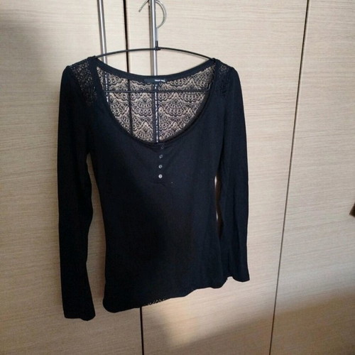 Tally Weijl long-sleeve blouse like new, black with lace