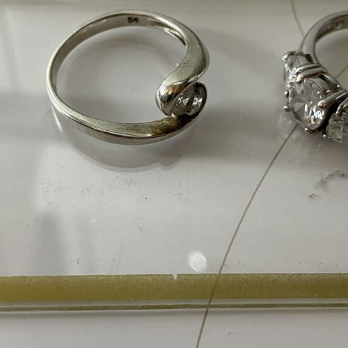 Silver women's rings set like new, size 54, 2 pieces