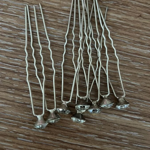 Hairpins with rhinestones like new, set of 8 silver