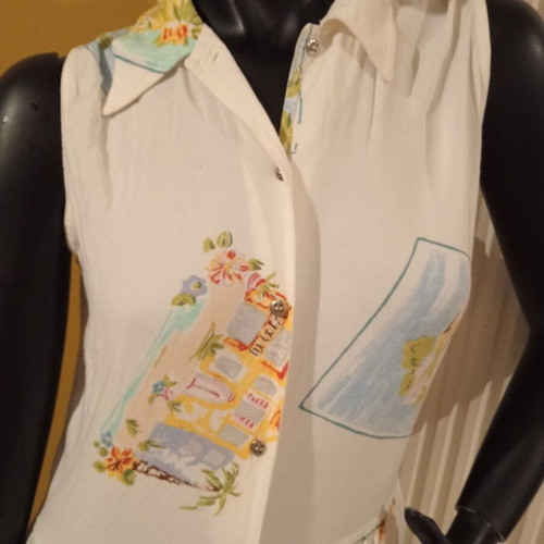 Together! vintage early '90s maxi sleeveless dress white multicolor like new