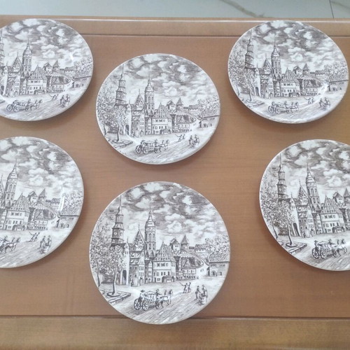 Rare Set of 6 Plates ARNIK "Old Town" (English Style)