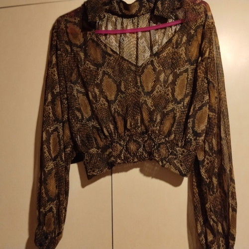 Zara transparent crop top like new, beige and brown, size L