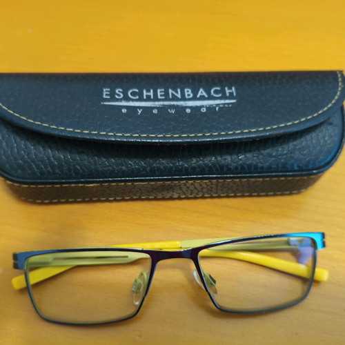 Eschenbach children's eyewear frames used, blue and yellow metal