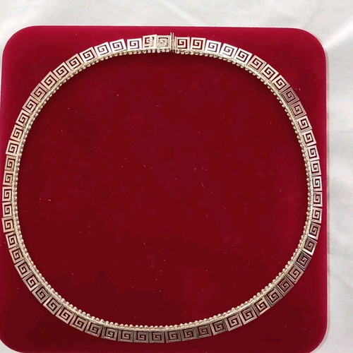 Silver 925 necklace ancient Greek style with meander design like new