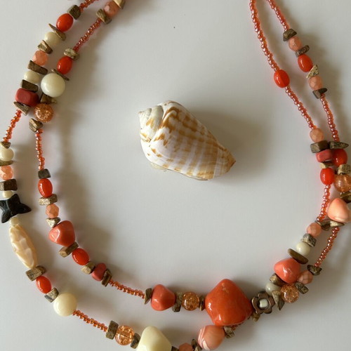 Summer coral necklace with stones like new
