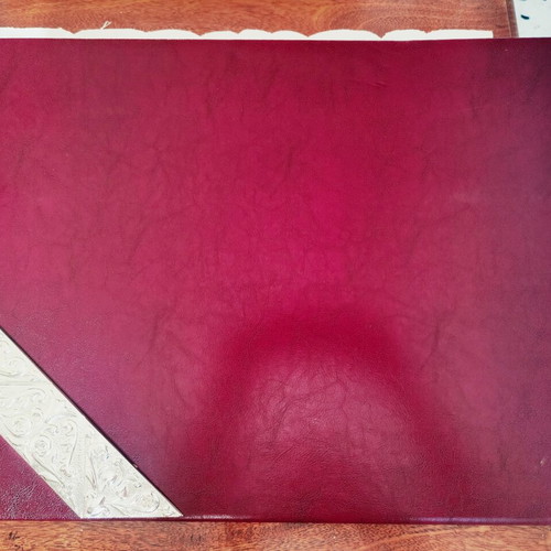 Italian Leather Desk Blotter with 925 Silver Vicenza, like new