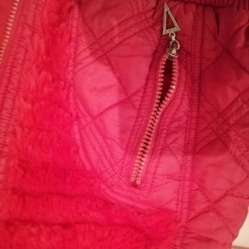 Women's red sleeveless vest with fur like new