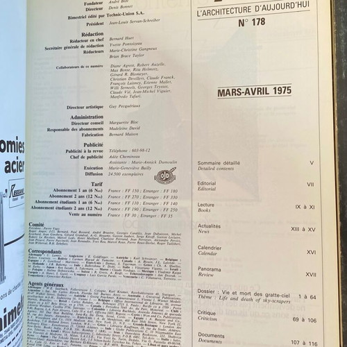 AA L'architecture d'aujourd'hui architectural magazine 5 used issues 1975