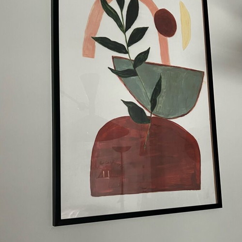 Handpainted paintings with black frame and pastel colors new