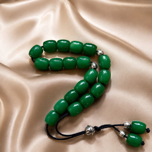Premium Luxury Handmade Komboloi ZA-028 Green Synthetic Resin