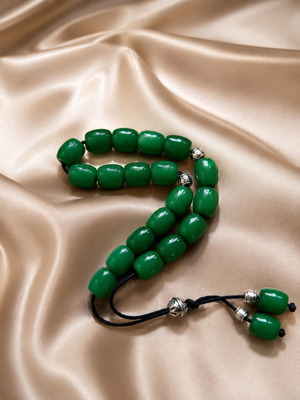 Premium Luxury Handmade Komboloi ZA-028 Green Synthetic Resin