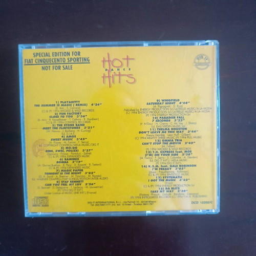 Hot Dance Hits CD like new, special edition for FIAT Cinquecento Sporting