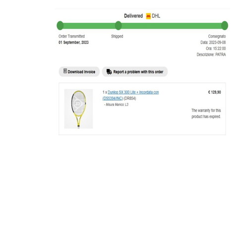 Dunlop SX 300 Lite Tennis Racket like new, grip size L3, 270g