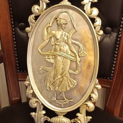 Brass Door Crest with Goddess Aphrodite, like new, 1910s