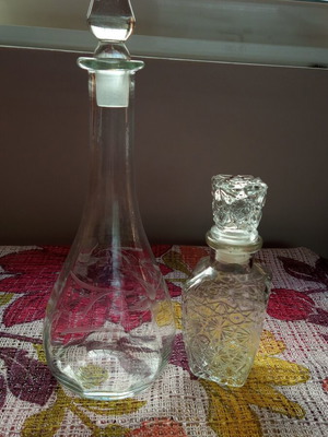 Two glass decanters