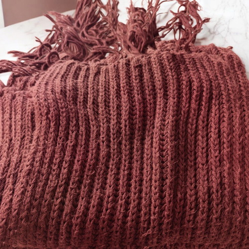 Knitted scarf used, very long, brown color, vintage
