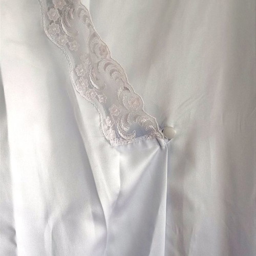 St Michael's long robe used, blue satin with lace details