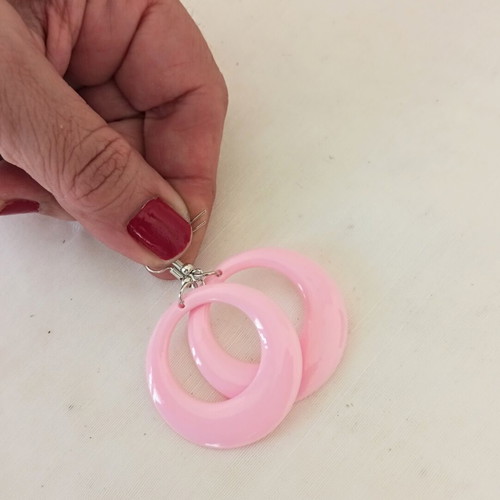 Baby Pink Hanging Earrings in Retro Style, New