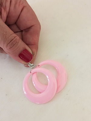 Baby pink κρεμαστά σκουλαρίκια ρετρό, καινούργια