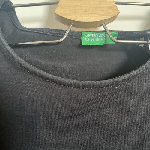 Black short-sleeve dress with pockets, used, cotton, United Colors of Benetton