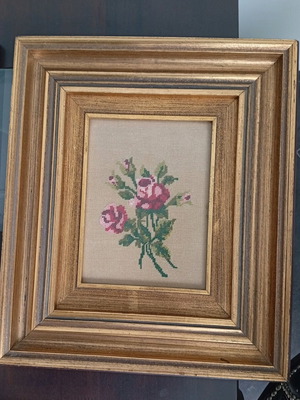 Cross stitch embroidery in frame like new