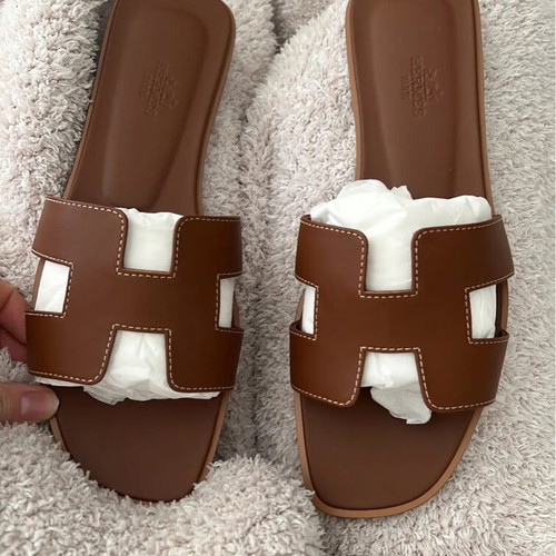 Hermes Oran sandals, brown leather, size 37