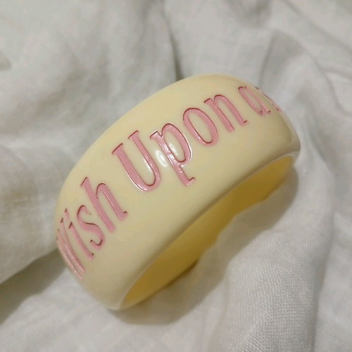 Wide bracelet with Wish upon a star message like new, beige and pink