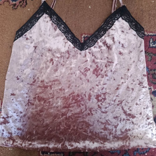 Benissimo velvet blouse used, pink and purple, size M