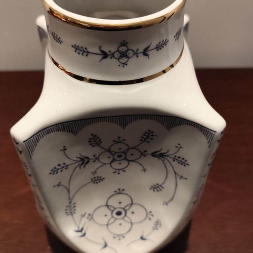 Limoges porcelain vase like new with blue decoration and gold details